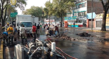 Mega fuga de agua colapsa la avenida Marina Nacional; reportan inundación en ambos sentidos