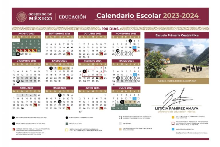 Calendario Escolar de la SEP