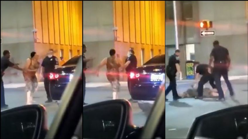 VIDEO: Mujer pelea contra un grupo de policías en EU; se viraliza VIDEO de ella en el piso
