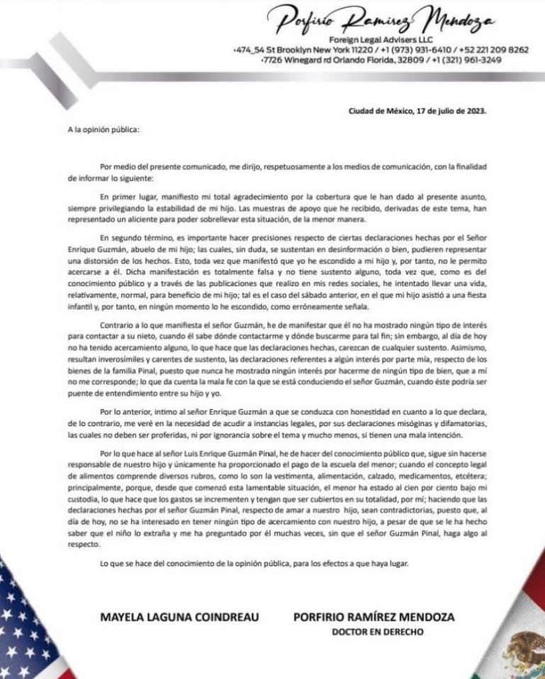 Comunicado de Mayela Laguna