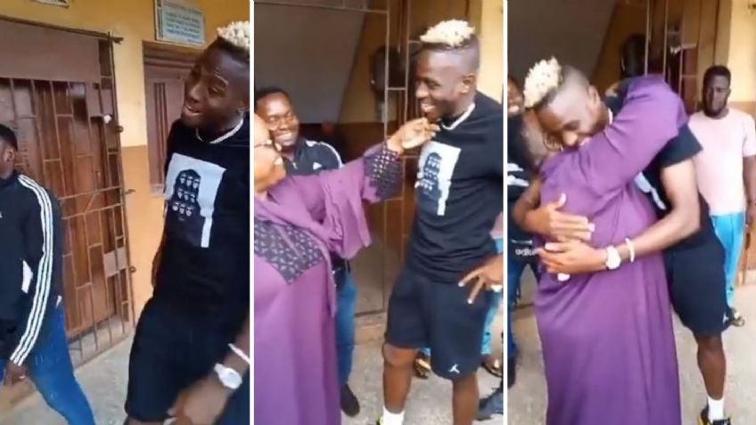 VIDEO: Victor Osimhen tiene emotivo reencuentro con profesora que le ayudó a convertirse en futbolista