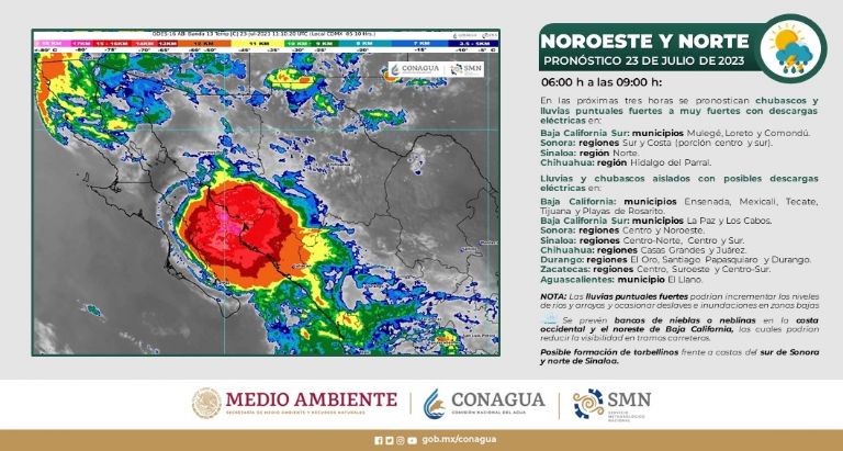 Alertan por lluvias en Sonora este domingo. Foto: Conagua