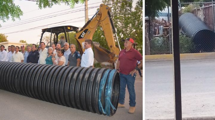 Colector 'Matamoros' en Navojoa, una obra solo para la foto; tubería se halla arrumbada