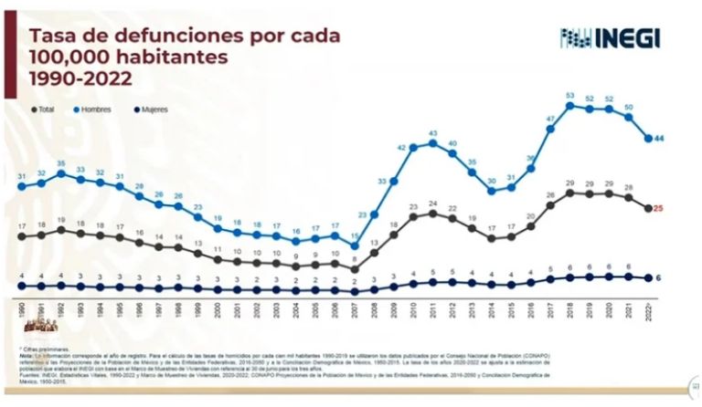 Informe sobre homicidios en México. Foto: Inegi
