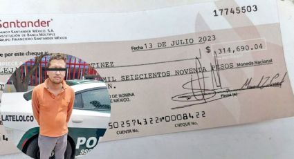 Increíble: Sujeto intenta cobrar cheque falso por 300 mil pesos en la CDMX; policías lo detienen