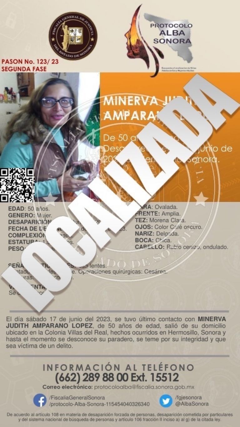 Localizan a mujer desaparecida en Hermosillo, Sonora. Foto: Facebook