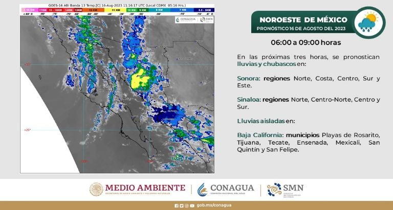 Conagua alerta por lluvias en Sonora este miércoles. Foto: Twitter