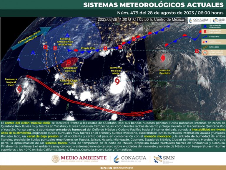 Pronóstico del clima en Sonora hoy lunes 28 de agosto. Foto: Conagua