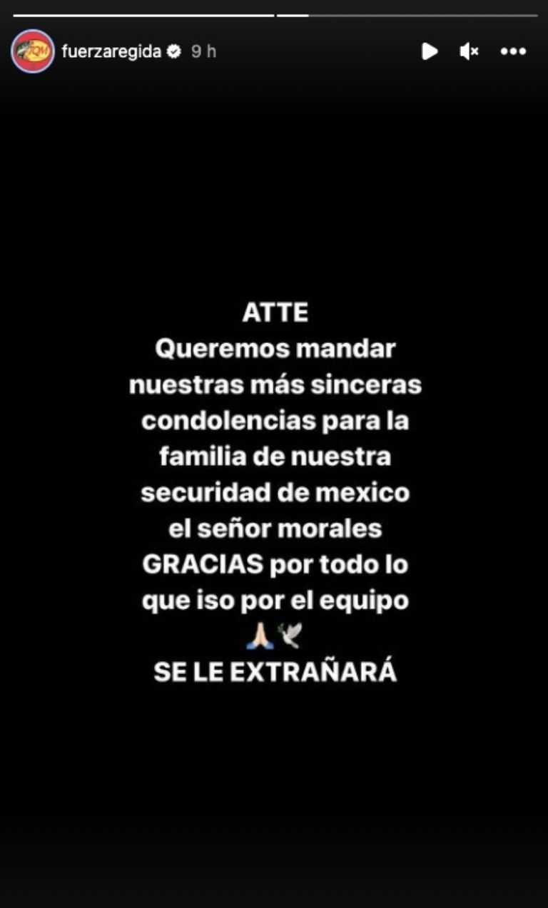 Fuerza Regida lamenta muerte de su guardia