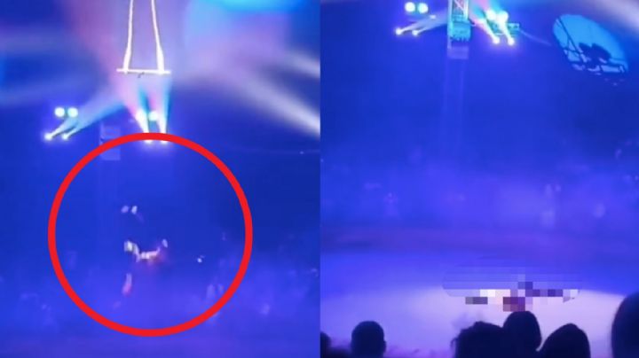 FUERTE VIDEO: Mientras ofrecía una función, trapecista cae al vacío delante del público