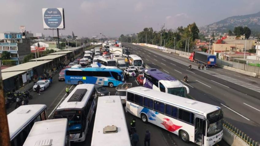 Caos en la México-Pachuca: Transportistas suman más de 7 horas de bloqueo; hay altercados