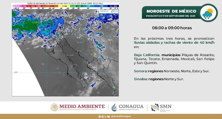 Clima en Sonora hoy lunes 11 de septiembre. Foto: Conagua