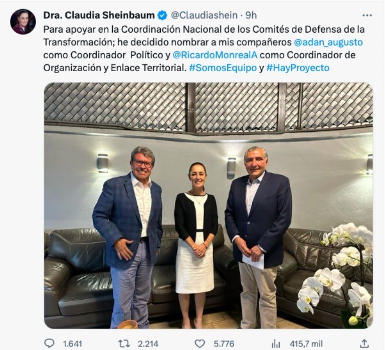 Tuit Claudia Sheinbaum 
