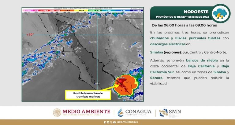 Clima en Sonora hoy domingo 17 de septiembre. Foto: Conagua