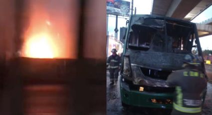 (VIDEO) Caos en Periférico Sur: Camión de pasajeros se incendia cuando estaba en servicio