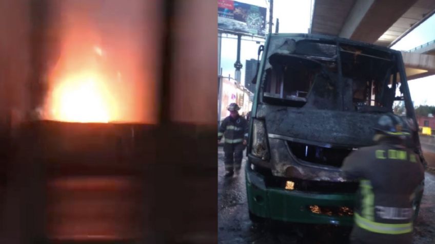 (VIDEO) Caos en Periférico Sur: Camión de pasajeros se incendia cuando estaba en servicio