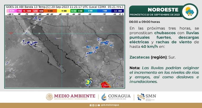 Clima en Sonora pra hoy, miércoles 20 de septiembre. Foto: Conagua