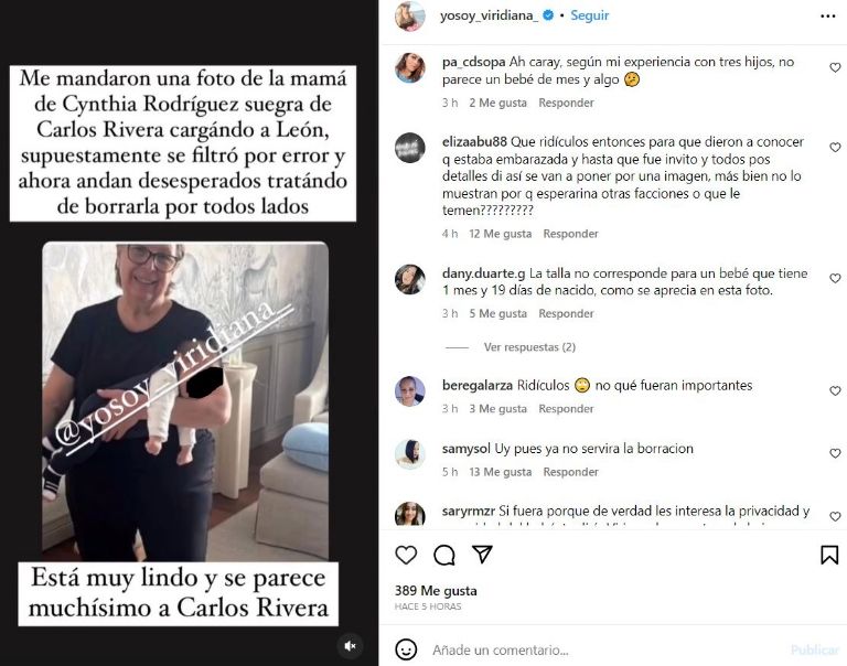 Filtran foto del bebé de Cynthia Rodríguez y Carlos Rivera