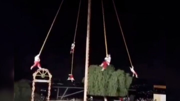 VIDEO: Voladores de Papantla chocan mientras daban espectáculo en Puebla