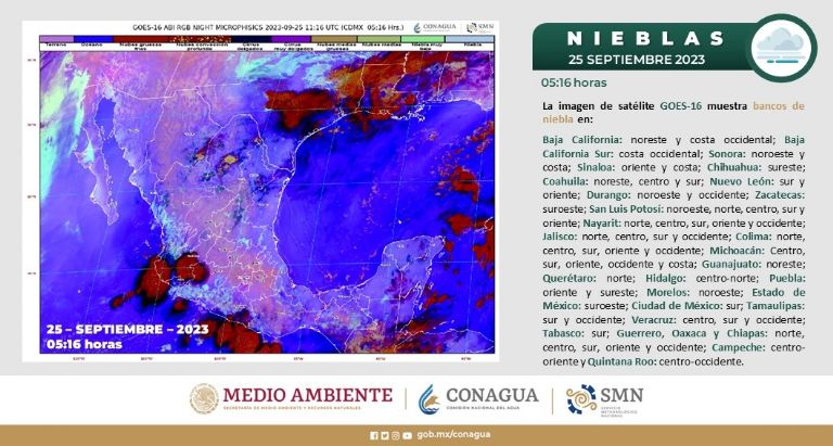 Pronóstico del clima hoy 25 de septiembre. Foto: Conagua