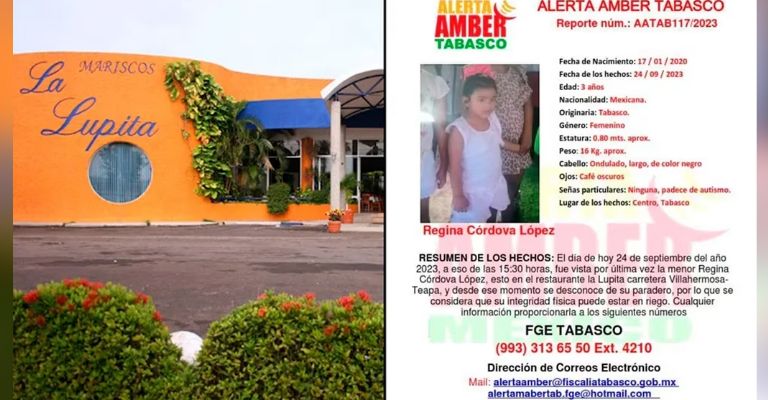 Regina desaparece en restaurante