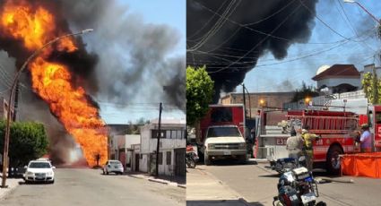 Atienden fuerte incendio en colonia Campestre de Ciudad Obregón; captan explosión en VIDEO