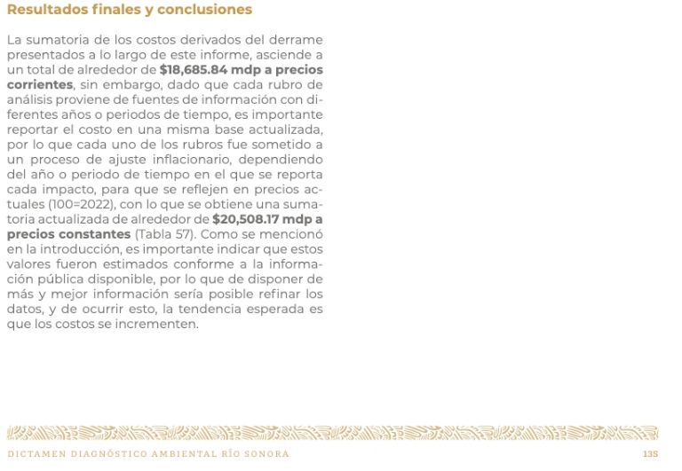 Conclusiones sobre contaminación en Río Sonora. Foto: Semarnat
