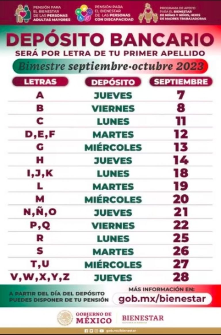 Calendario Bienestar  