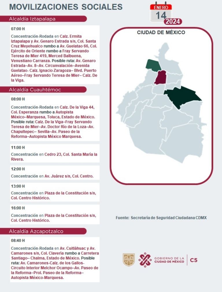Tráfico en CDMX hoy 14 de enero