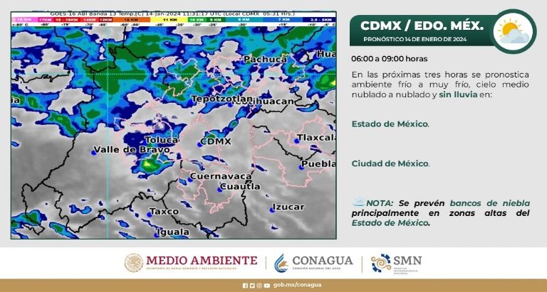 Clima en CDMX hoy 14 de enero