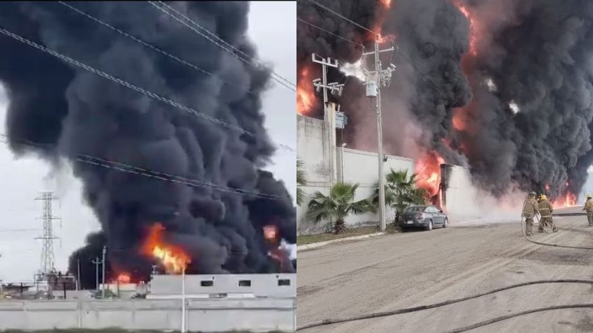 VIDEO: Explosión provoca un fuerte incendio en una fábrica de Nuevo León