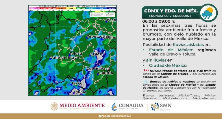 Clima en CDMX hoy 21 de enero