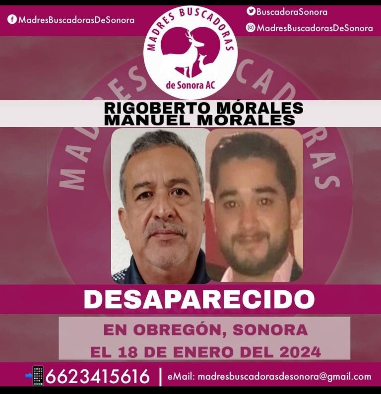 Buscan a padre e hijo desaparecidos en Ciudad Obregón. Foto: Facebook