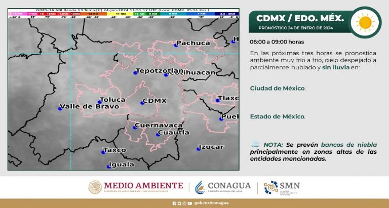 Clima en CDMX hoy 24 de enero