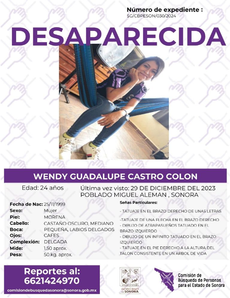 Boleta de desaparecida Wendy 