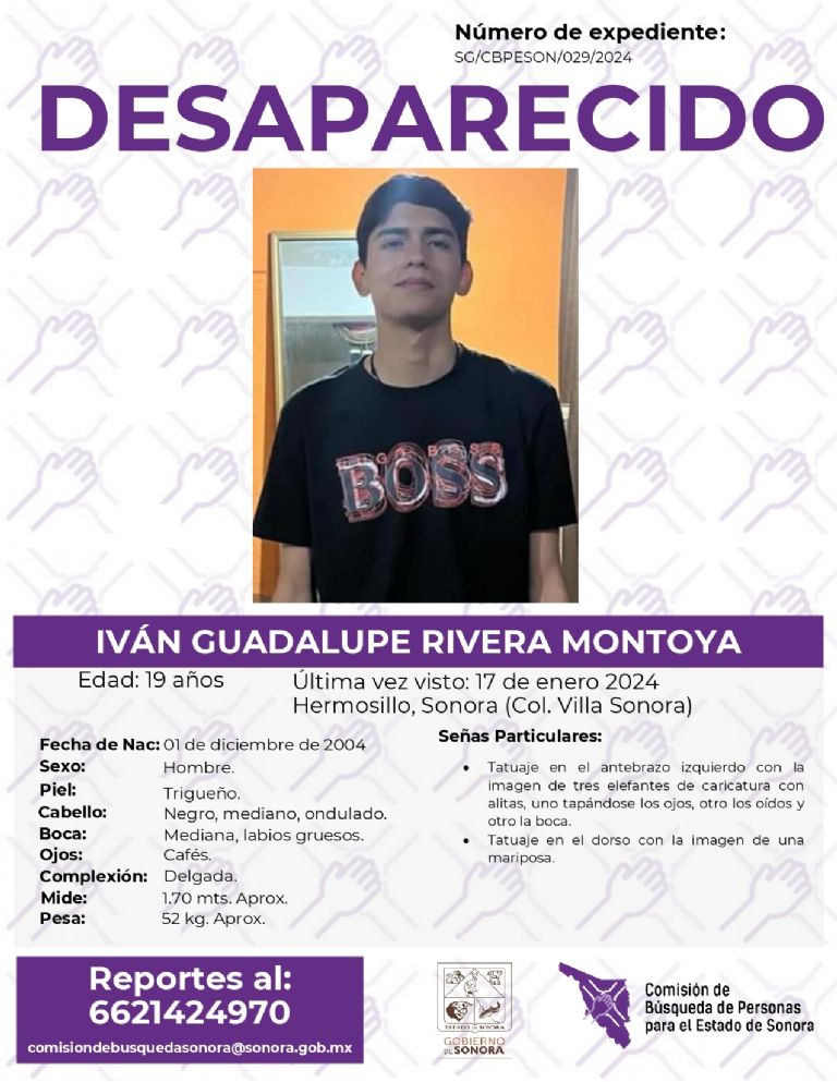 Boleta de desaparición de Iván