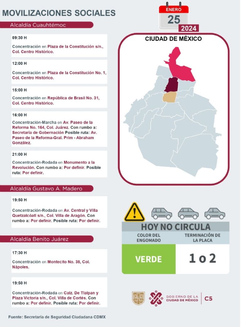 Tráfico en CDMX hoy 25 de enero