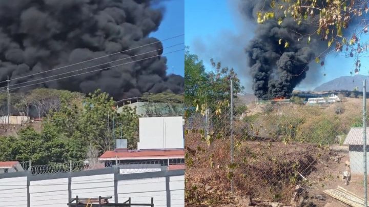 VIDEO: Reportan fuerte incendio en un cuartel de la Guardia Nacional en Michoacán