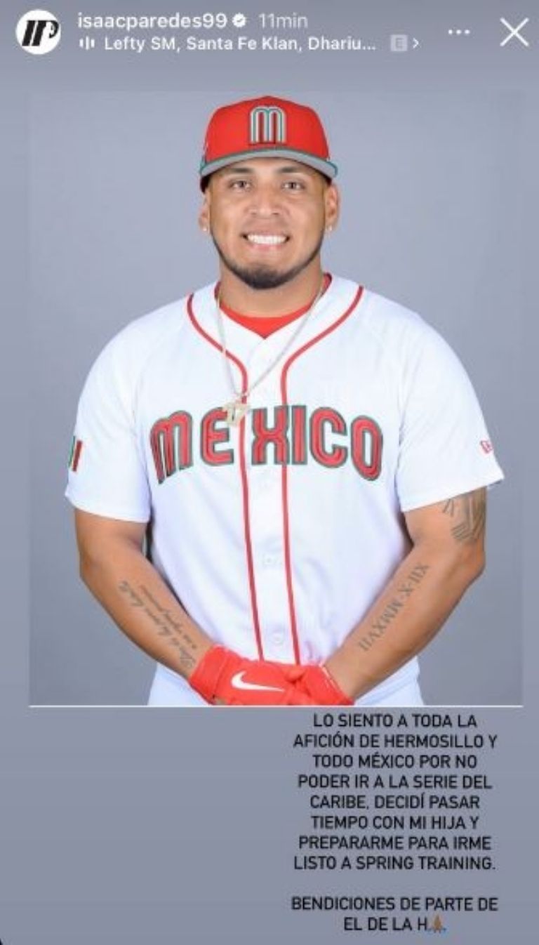 Isaac Paredes es baja de Naranjeros para la Serie del Caribe debido a un importante motivo