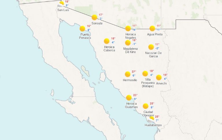 Clima de Sonora para HOY, 6 de enero