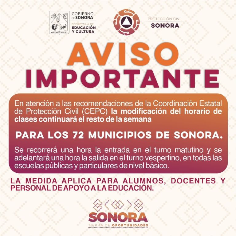 Suspenden clases en Sonora por el clima fría. Foto: Twitter