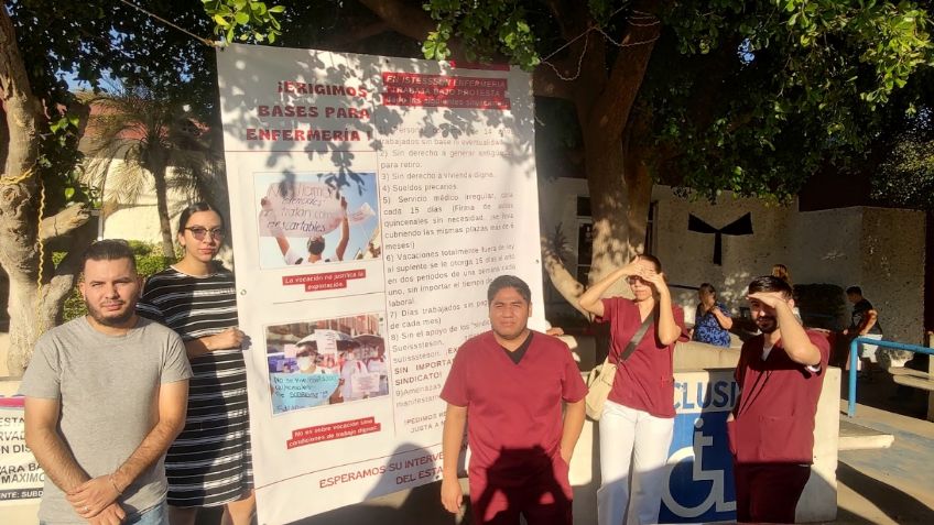 Personal de Isssteson en Cajeme se manifiesta en exigencia de reconocimiento de derechos laborales