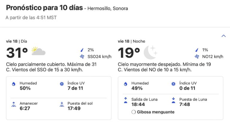 Clima en Hermosillo HOY viernes 18 de octubre. Foto: Congua