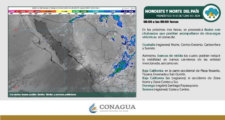 Clima en Sonora HOY viernes 18 de octubre. Foto: Conagua
