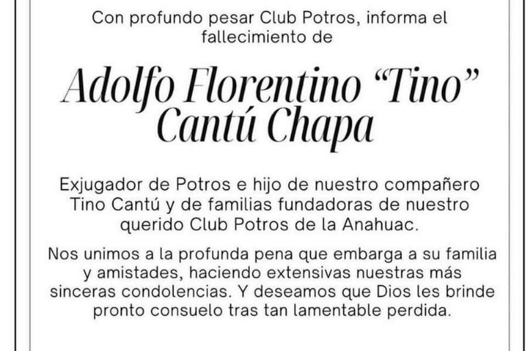 Fallece Adolfo ‘Tino’ Cantú, exjugador de Borregos y Potros, en accidente de mantenimiento