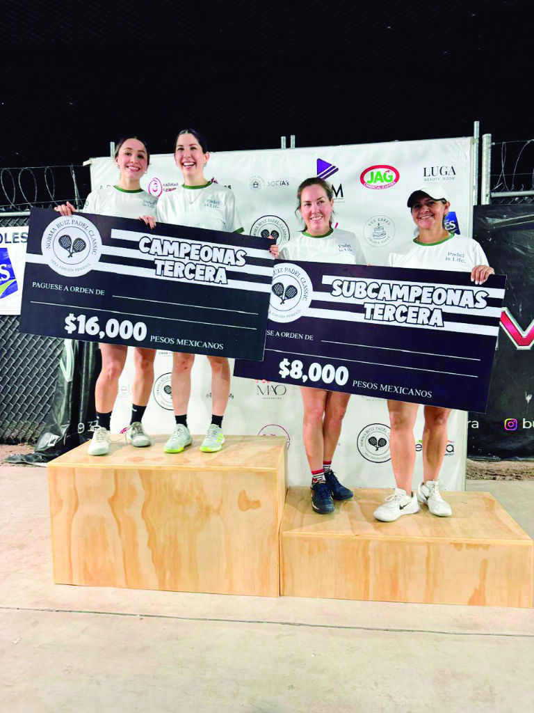  Ganadoras de 3ra, la categoría de más nivel en el torneo, Ana Paula Gallegos de Hermosillo con residencia permanente en Obregón y Fernanda Sánchez. Finalistas Marosy Cadena de los Mochis, Sinaloa y Alma Castillo