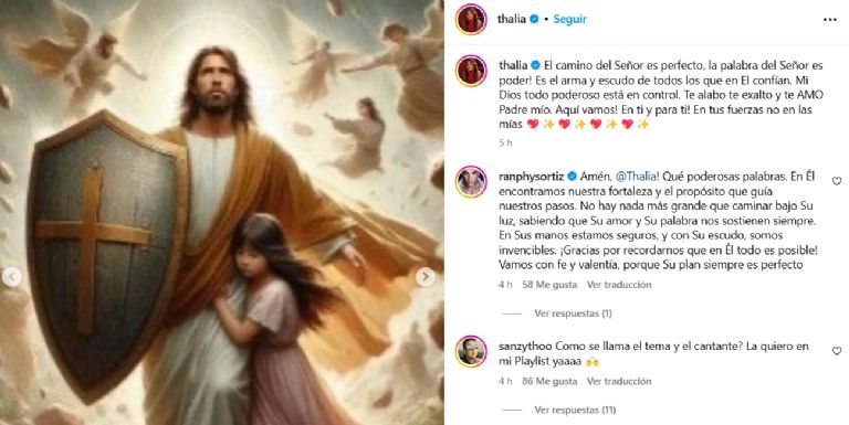 Publicación de Thalía en redes