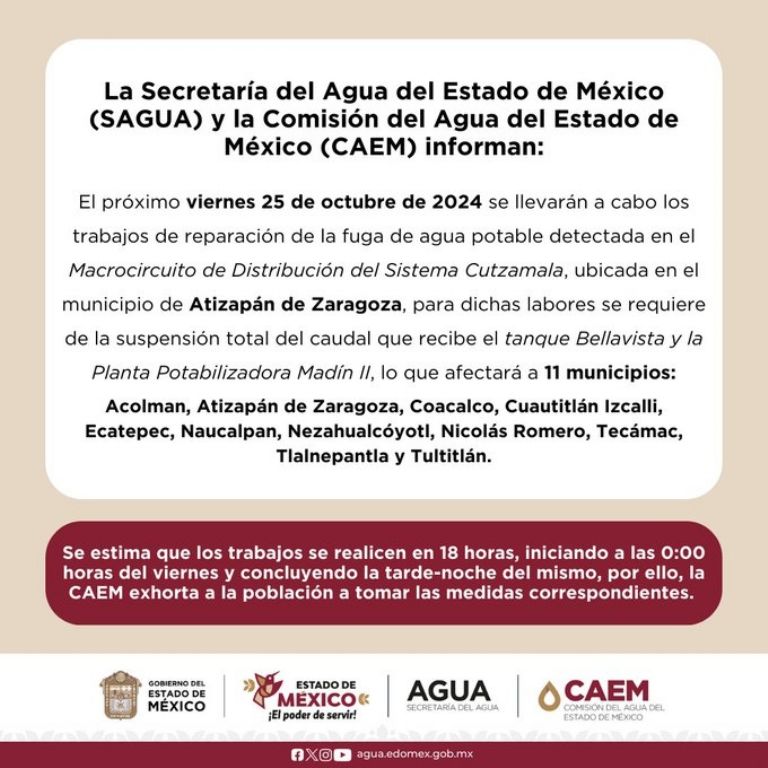 Corte de agua en Edomex