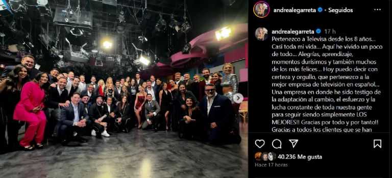 Andrea Legarreta celebra pertenecer a Televisa