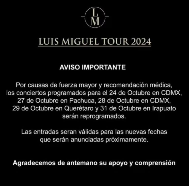 Comunicado en Instagram